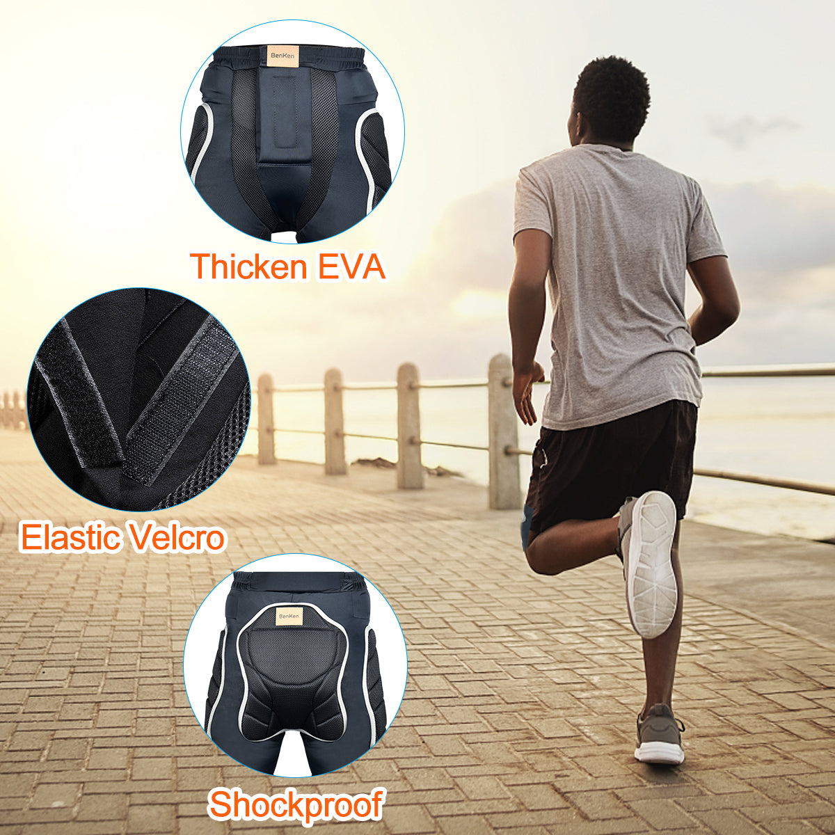 BenKen Protective Padded Shorts,3D EVA Impact Protective Gear for  Snowboard,Skate and Ski Cycling Underwear Shorts